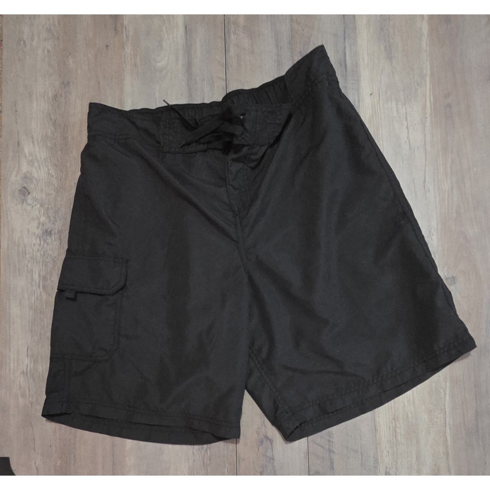 Kanu Surf Quick Dry Black Marina Cargo Swim Trunks Shorts Tie Closure Men XL